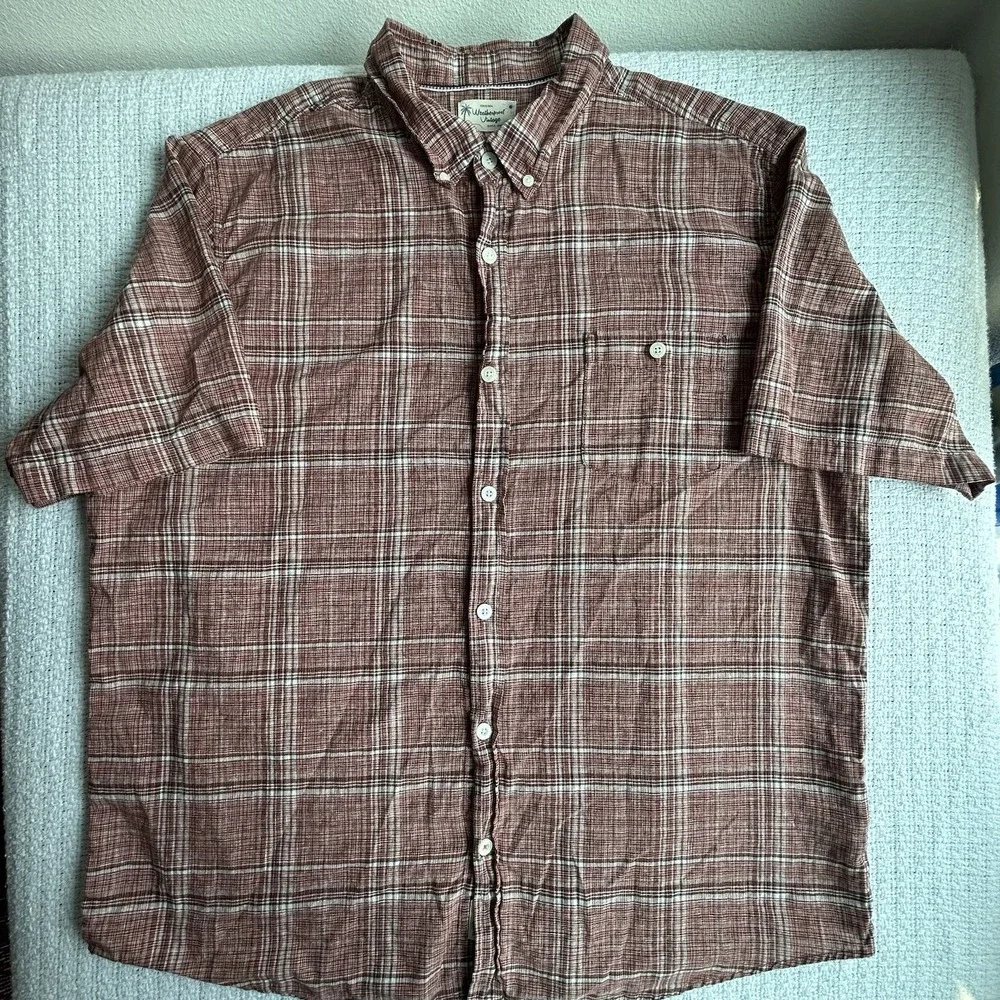 Weatherproof Vintage Washable Linen Men's Short Sleeve Button Up Size XXL